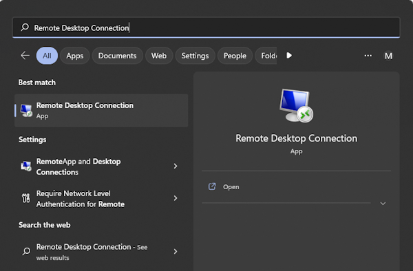Search for "Remote Desktop Connection"