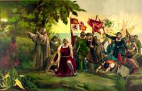 Dioscoro Teofilo Puebla Tol�n: The First Landing of Christopher Columbus in America, 1862 (version 2)