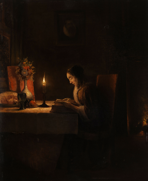 Reading by Candle Light by Petrus van Schendel