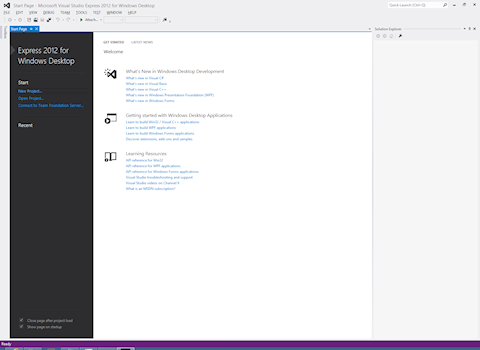 Microsoft Visual Studio Express 2012 IDE