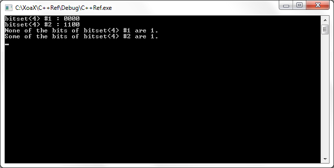 bitset<N>::any() Output