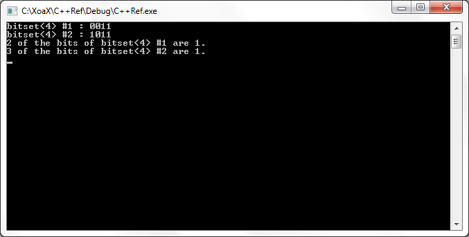 bitset<N>::count() Output