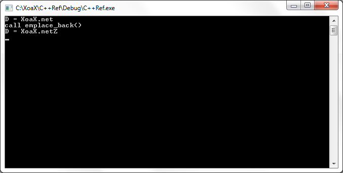 deque<X, A>::emplace_back() Output