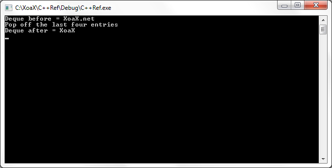 deque<X, A>::pop_back() Output