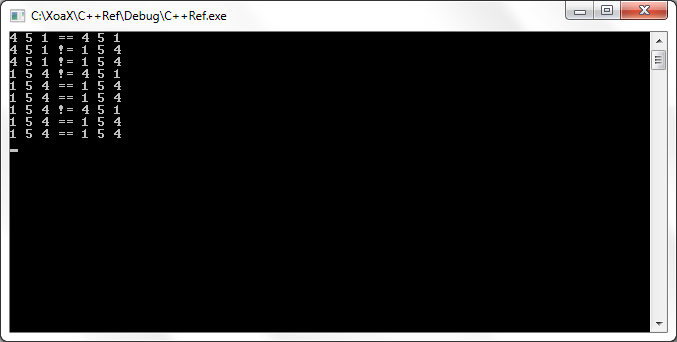 operator==() Output