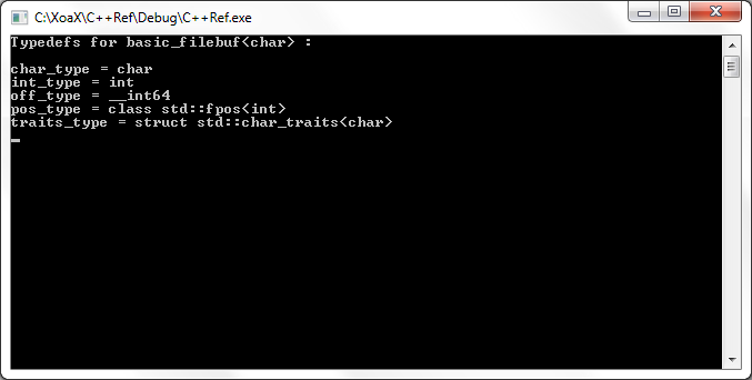 basic_filebuf<C, T>::char_type Output