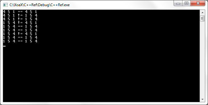 operator!=() Output