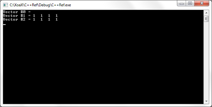 vector<bool, A>::vector() Output