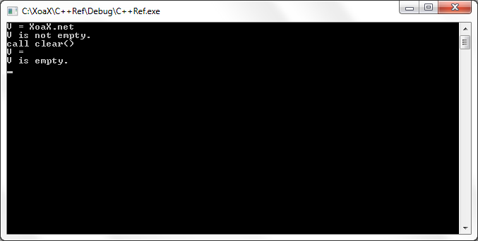 vector<X, A>::empty() Output