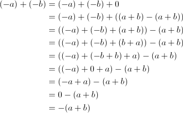 The derivation of the additive inverse of a sum